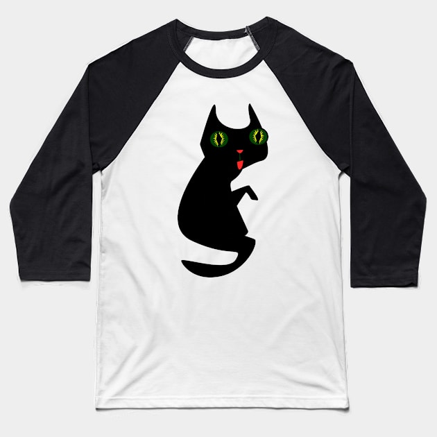 Ugly Black Cat Baseball T-Shirt by Alishamenjangan